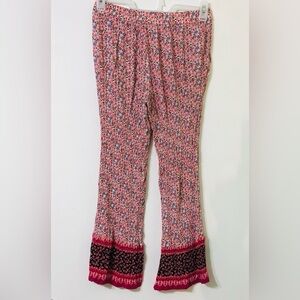 women’s flares pant pull on two side pockets pink floral  M